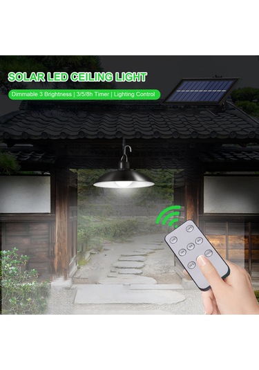 Symbee Güneş Enerjili Led Avize, İç/ Dış Mekan Kullanıma Uygun, Tek Kafa, Uzaktan Kumandalı, Islak Işık 3500k Sıcak Beyaz