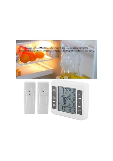 Besthome1 Kablosuz Sesli Alarmlı Dijital Buzdolabı Termometre Beyaz