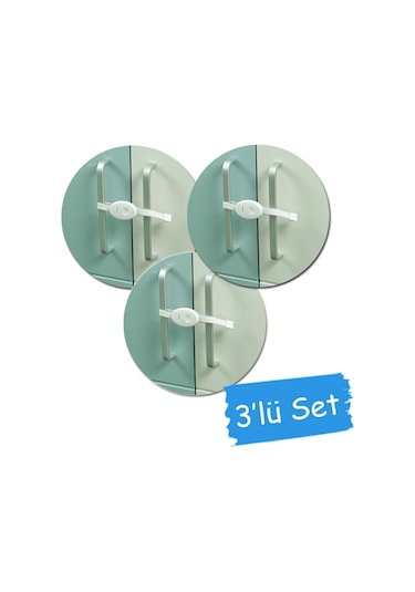 Evokids Çift Kapaklı Askılı Dolap Kilidi (3 Lü Set) Çok Renkli