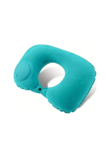 Trendooze Yeşil Şişme Boyun Yastığı Taşınabilir Hafif Otomatik Şişme Ofis Seyahat Yeşil Yeşil