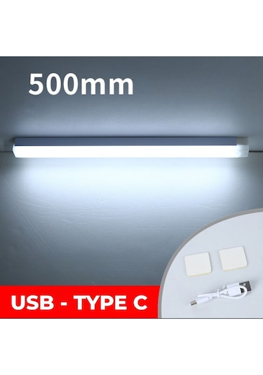 50 Cm Beyaz Işık Hareket Sensörlü Led Lamba Şarjlı, Dolap Ve Koridor Kullanımı Beyaz