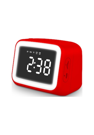 Geeksen Aec Bt511 Kırmızı 3'ü 1 Arada Radyo, Alarm Saati Ve Bluetooth Hoparlör - Sıcaklık Göstergeli, Gece Lambalı, Tf Kart Desteği