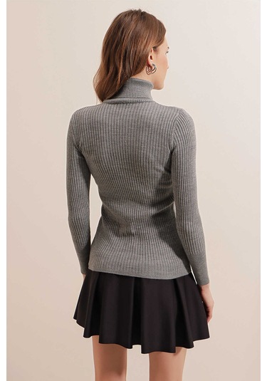 Gabria Fitilli Balıkçı Yaka Kazak Gri