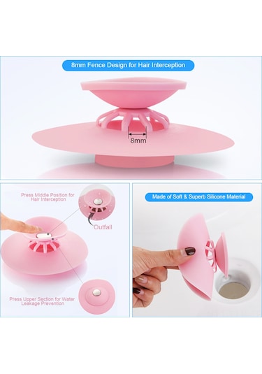 Xindoker Silikon Su Tıkacı Ve Filtre - Basınçlı Emme Dizayni İle Tüplerin Tıkanmasını Engeller - Ev, Mutfak Ve Banyo İçin Gri Renkli Gri