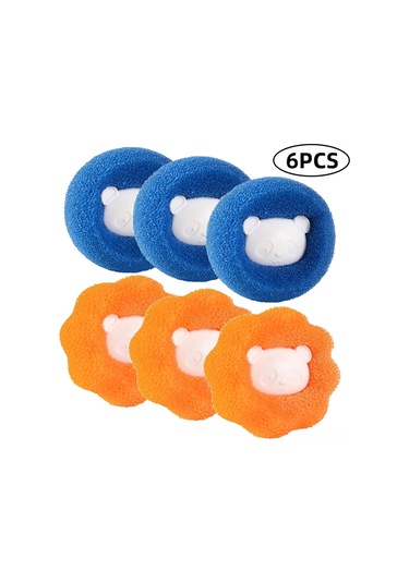 Symbee "6'lı Çamaşır Topu - Kıyafetlerden Tüy Ve Kılları Temizler, Makinede Kullanım Kolay" Mavi - Turuncu