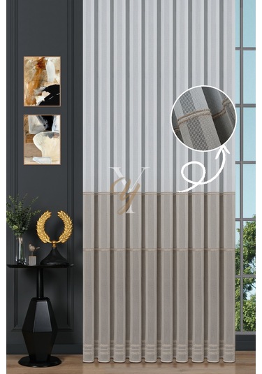 6207 Tül Perde V-bej Bej