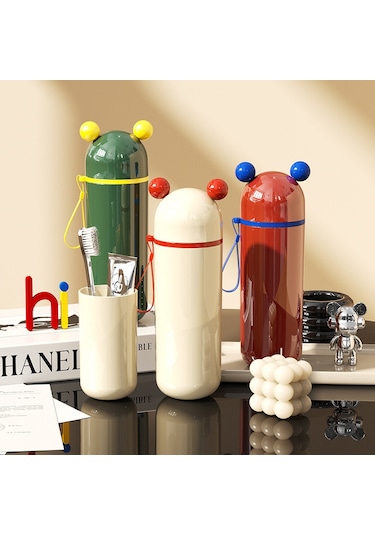 Reedark Yeşil 4'lü Karakterli Seyahat Diş Fırçası Kasesi Seti - Taşınabilir Diş Macunu Kutusu Ve Tıraş Gereçleri Saklama Kutusu - Ev Ve Seyahat İçin Uygun Diğer