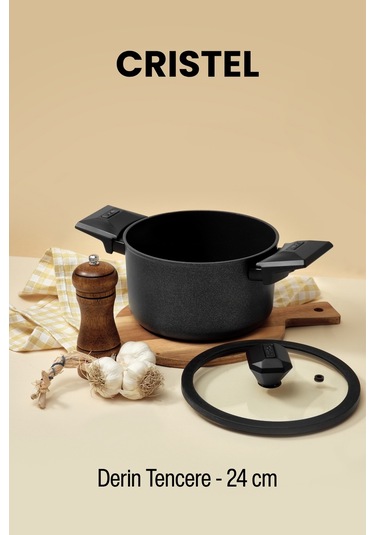 Gigilli Cristel 24 Cm Derin Tencere Siyah Sİyah