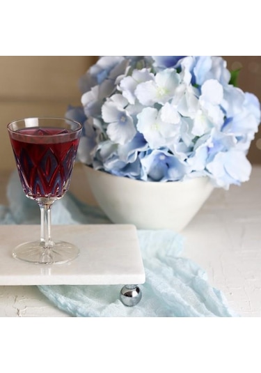 Akayev Mermer Beyaz 30X15 CM Gümüş Boncuk Ayaklı Sunum Tabağı