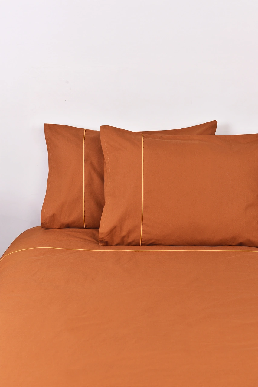 Biyeli Çift Kişilik Nevresim Takımı Taba %100 Pamuk Taba