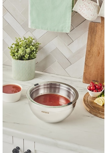 Karaca Mutfaksever Ice Hot Bowl Çift Cidarlı Ve Su Hazneli Çelik Servis Kasesi 20 Cm Gümüş