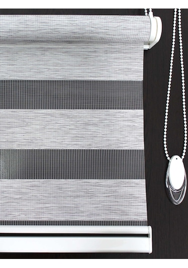 Buperde Açık Gri Eko Bambu Zebra Stor Perde