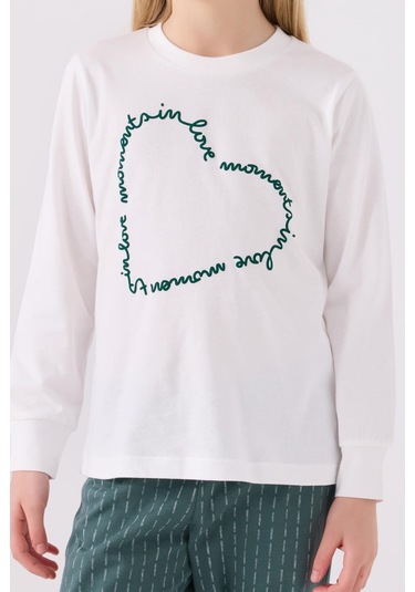 Arnetta 3050 Kız Çocuk Love Uzun Kol Pijama Takım Krem