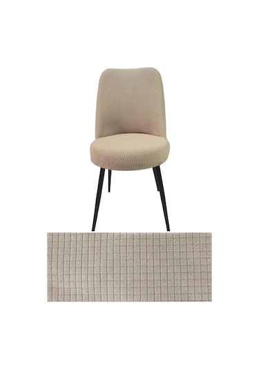 StarMall Yıkanabilir Streç Lastikli Likralı Oval Sandalye Kılıfı - Yuvarlak Sandalye Örtüsü 1 Adet Vizon