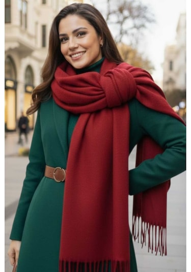 Tezzgelsin Kadın Premium Soft Buklet Atkı Bordo