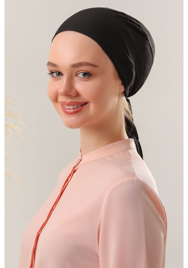 Kadın Tesettür Dikişli Set Bone Siyah 10 Adet Bağlamalı Penye Bone Siyah