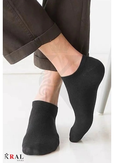 Kral Socks Kadın - Erkek 8 Çift Cotton Dikişsiz Soft Görünmez Penye Patik Bilek Çorap Siyah