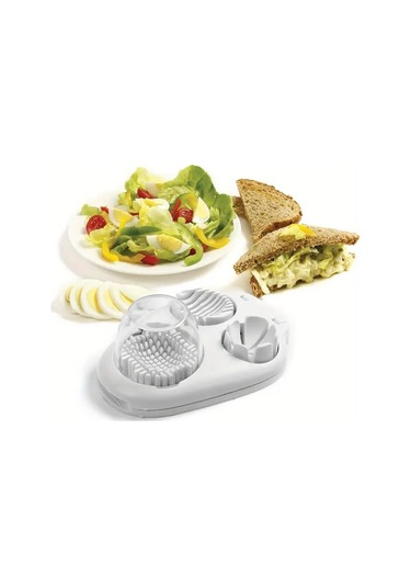 Dashanshop Beyaz 3ü 1 Arada Manuel Yumurta Kesici Dilimleyici 304 Paslanmaz Çelik Mutfak Aleti Beyaz