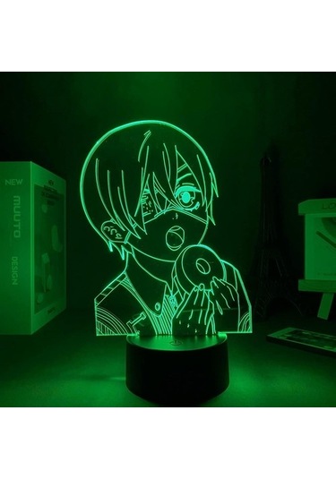 Goldenqian Anime Siyah Butler 3d Lamba Yatak Odası Dekoru Için Nightlight Doğum Günü Hediyesi Led Gece Lambası Başucu Manga Gadget Siyah Butler 88pjrv Siyah