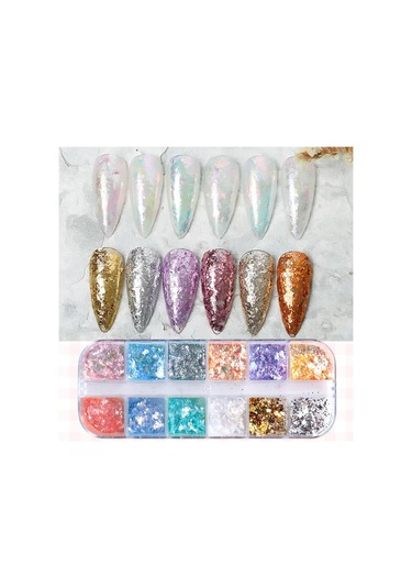 Tırnak Süsleme Yüki İnce Folyo Glitter Pulları Renkli Nail Art