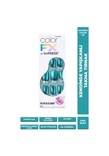 İmpress Color Fx Kendinden Yapışkanlı Takma Tırnak Kısa Yeşil Mor
