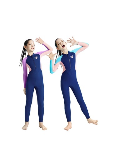 Dalış Ve Yelken Çocuk Açık Uzun Kollu Tek Parça Şnorkel Hamile Elbisesi Çocuklar Güneş Koruyucu Hızlı Kuru Plaj Mayo Mor