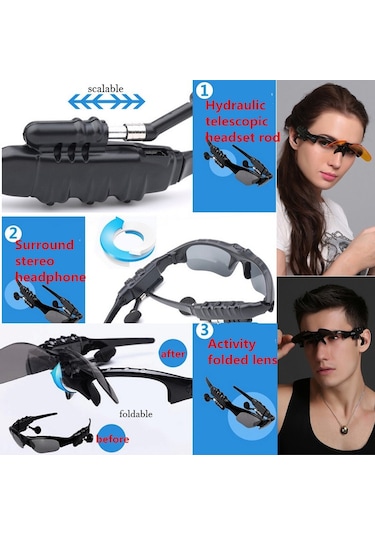 Noel Noel Noel Güneş Gözlüğü Dahili Bluetooth Kulaklık Ve Mikrofonlu Spor Gözlüğü Siyah