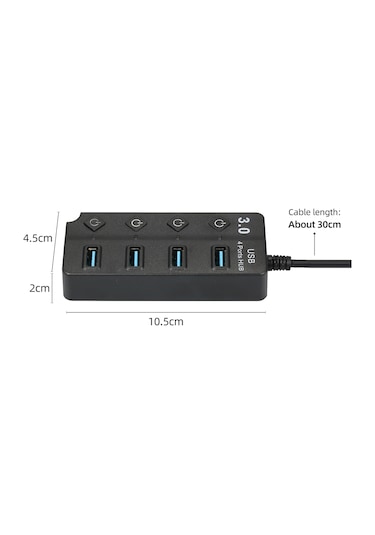 Xindoker Usb3.0 4 Portlu Hub, 5gbps Hızlı Veri Transferi, Bağımsız Güç Anahtarı, Dizüstü/masaüstü Bilgisayar İçin Klavye Fare Usb Çevirici