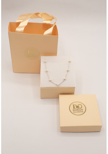 Doğan Diamond Gümüş Model 925 Ayar İnci Kolye Ve Bileklik Set Altın
