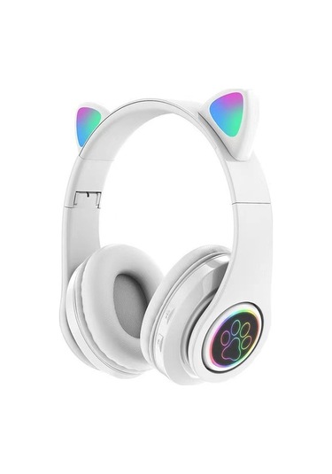 Fortunelane Siyah B39 Kedi Kulaklıklı Bluetooth Kulaklık, Led Işıklı, Kablosuz, Şık Tasarım, Yüksek Kalite Materyal