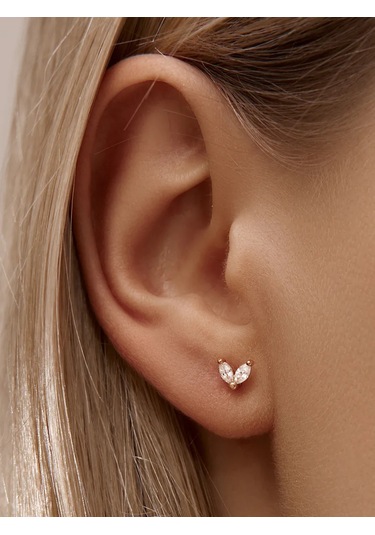 Zoloto Russkih 925 Gümüş, Altın Kaplama Labret Piercing Tragus Helix 156113788 Gri