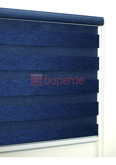 Buperde Lacivert Bambu Zebra Stor Perde