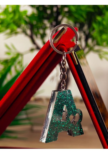 Harfli Anahtarlık Epoksi Kişiye Özel Yapım El Yapımı Harf Anahtarlık Kalp Model Özel Tasarım Hediyelik Ürün Kalp Desenli Simli Anahtarlık Antik Gümüş