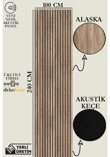100x240 Cm Koyu Meşe Renk Akustik Ahşap Duvar Paneli