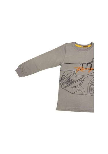 Erkek Çocuk Racing Sweatshirt-14666 Gri