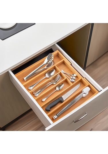 Porsima 07168 Bambu Kaşıklık Ayarlanabilir Çekmece İçi Kaşıklık