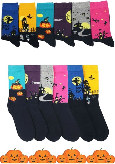 Kadın Renkli Desenli Soket Çorap 6'lı Paket Çok Renkli