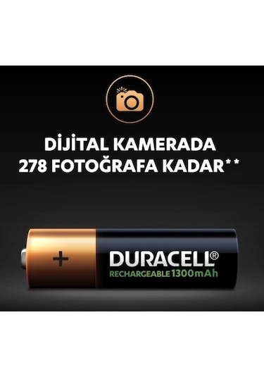Duracell HR6/DC1500 1300 mAh AA Ni-MH Şarj Edilebilir Kalem Pil 2 x 2'li