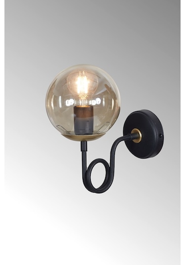 Luzarana Gali Sarı-siyah Metal Gövde Bal Rengi Camlı Tasarım  Aplik