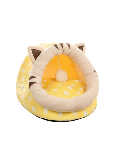 Geeksen Çıkarılabilir Ve Yıkanabilir Kedi Yarı Kapalı Yuva Matı, Kedi Köpek Sepeti, Kedi Evi Çadırı Mağara Kedi Yatağı