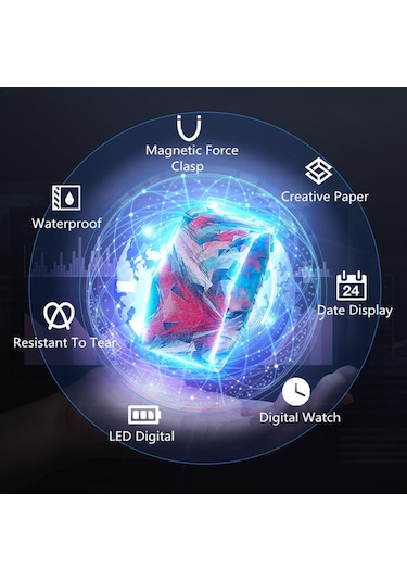Suntek Yetişkin Çocuklar Dijital Led Su Geçirmez  Kağıt Saat (Distribütör Garantili)
