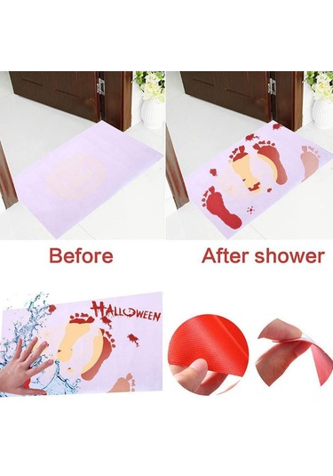 Kangvka Halloween Kanlı Banyo Paspası - Suya Direnerek Renk Değiştiren Kabak Desenli Banyo Döşemesi Diğer
