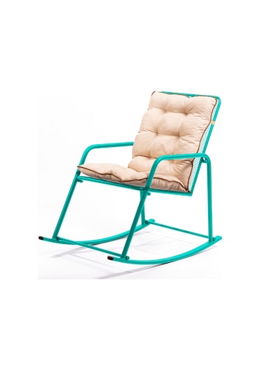 Retodesign Minderli Turkuaz Metal Sallanan Sandalye/ Bebek Emzirme Koltuğu/baba Koltuğu