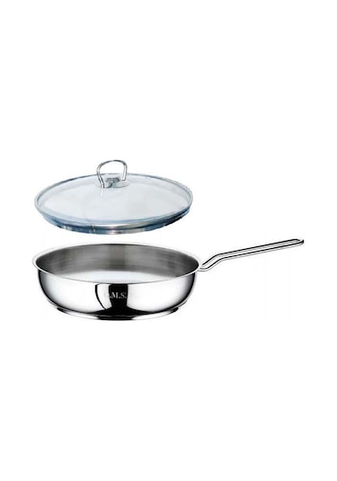 Oms Çelik Tava 26x6 Cm Cam Kapaklı