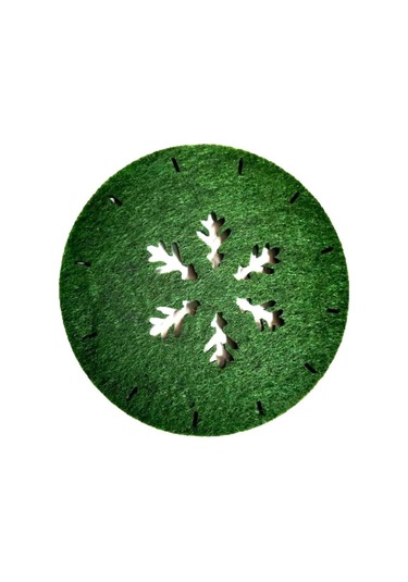 Keçe Yılbaşı Temalı Amerikan Servisi Ve Bardak Altlığı 6 Lı Set Yeşil