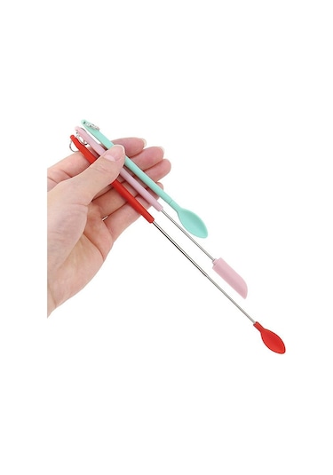 Yeşil 2 Adet/takım Spatula Araç Seti Silikon Mini Spatula Çift Uçlu Kazıyıcı Güzellik Kaşık İle Mutfak Kavanozları İçin