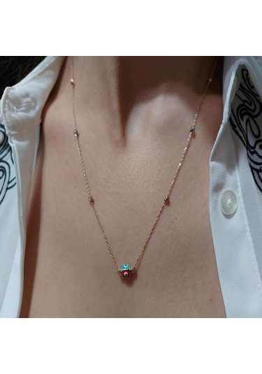 Altınbeyi Dorikalı Nazar Boncuklu Kolye 14 Ayar Altın 2.90 Gram