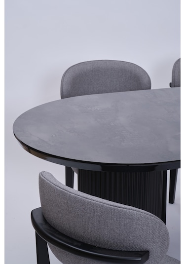 Bohem Boyalı Highgloss Mdf Yemek Masası 90 170 Siyah