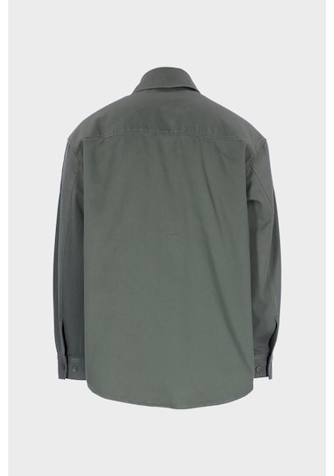 Gri Regular Fit Patı Düğmeli Jean Gömlek C 4553-106 Gri