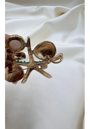 Bb Deniz Yıldızı İnci Taneli Broş Altın -  Mavi